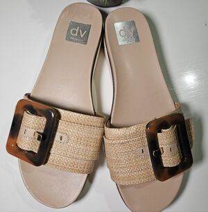 Dolce Vita DV Platform Slide Sandals Beige Raffia | Size 8